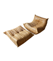 Set_of_Togo_Lounge_Chair_and_Pouf_by_Michel_Ducaroy_for_Ligne_Roset,_Camel_Brown_Leather,_France,_1973