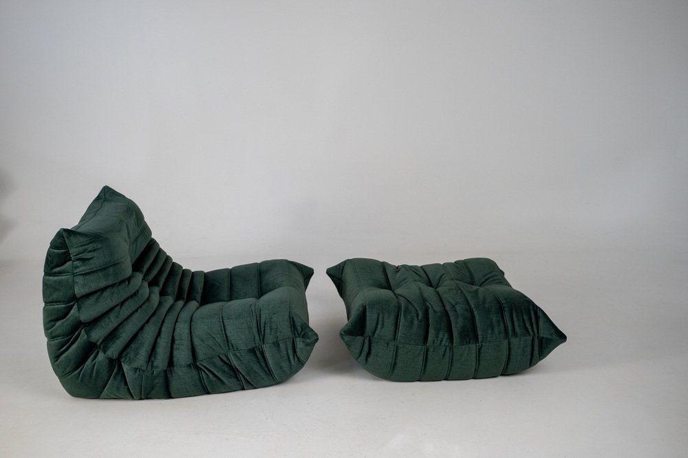 Set_of_Togo_Lounge_Chair_and_Pouf_by_Michel_Ducaroy_for_Ligne_Roset,_Dark_Mint_Velvet,_France,_1982