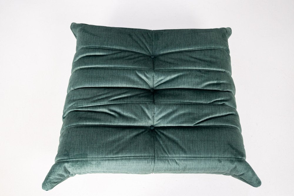 Set_of_Togo_Lounge_Chair_and_Pouf_by_Michel_Ducaroy_for_Ligne_Roset,_Dark_Mint_Velvet,_France,_1982