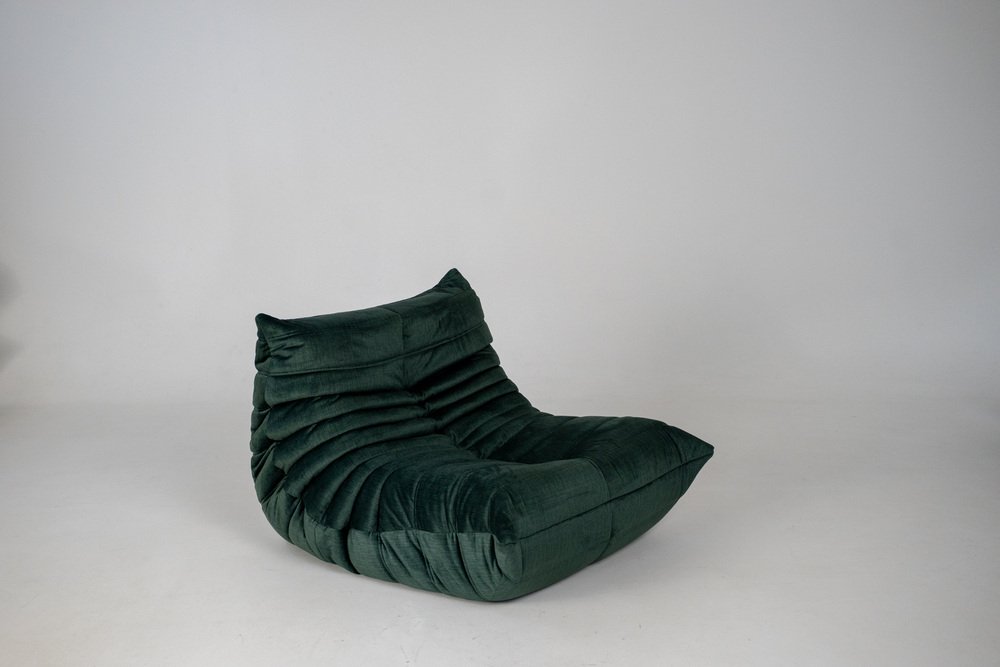 Set_of_Togo_Lounge_Chair_and_Pouf_by_Michel_Ducaroy_for_Ligne_Roset,_Dark_Mint_Velvet,_France,_1982
