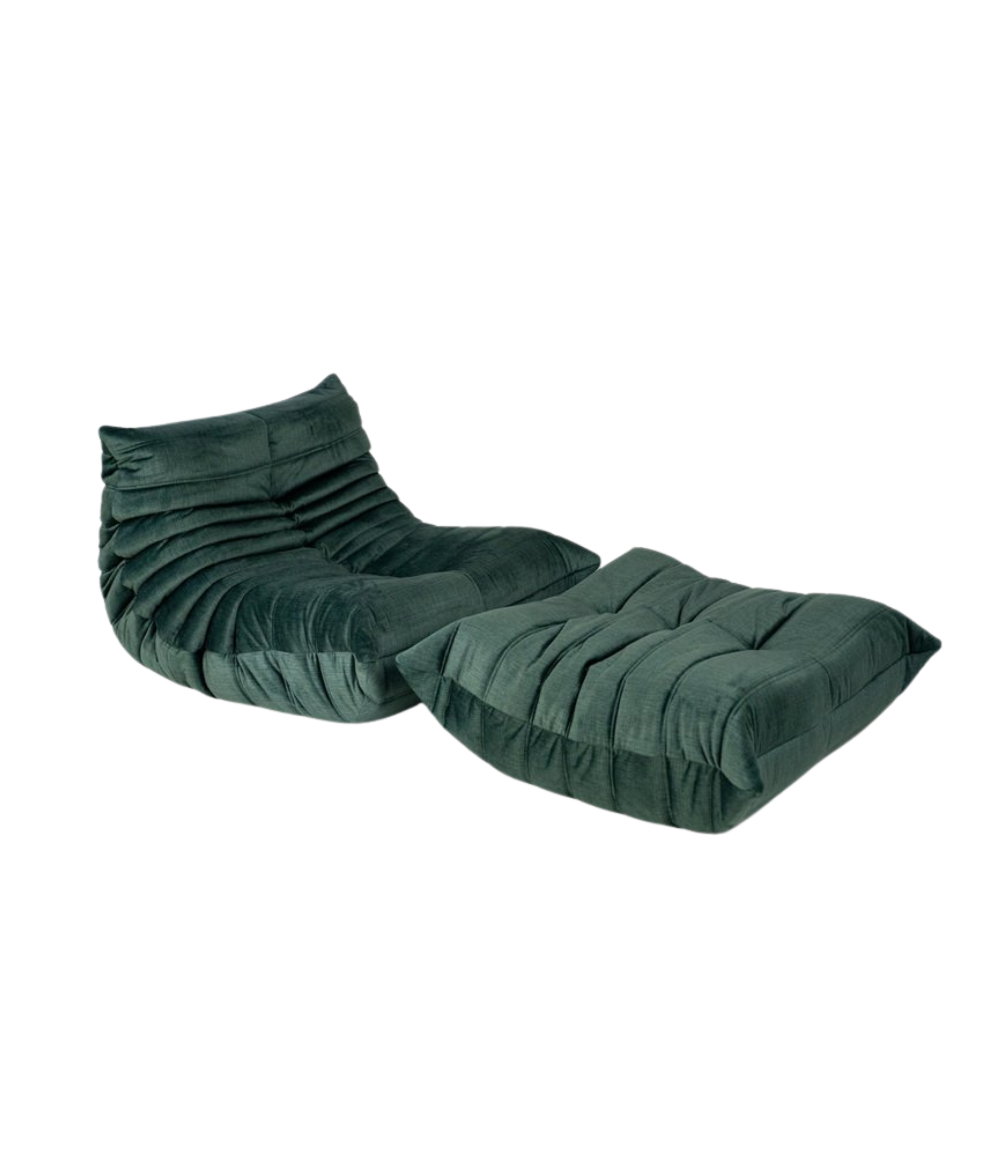 Set_of_Togo_Lounge_Chair_and_Pouf_by_Michel_Ducaroy_for_Ligne_Roset,_Dark_Mint_Velvet,_France,_1982