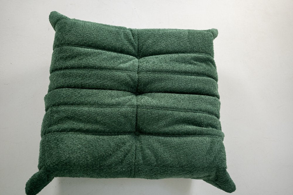 Set_of_Togo_Lounge_Chair_and_Pouf_by_Michel_Ducaroy_for_Ligne_Roset,_Emerald_Boucle_Fabric,_France,_1976