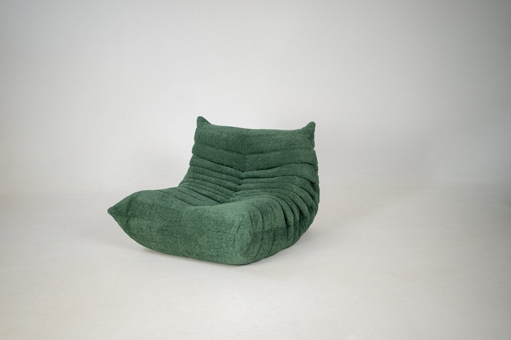 Set_of_Togo_Lounge_Chair_and_Pouf_by_Michel_Ducaroy_for_Ligne_Roset,_Emerald_Boucle_Fabric,_France,_1976
