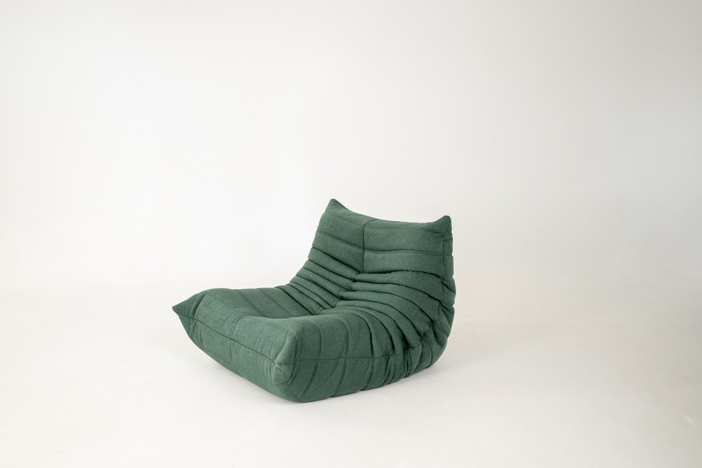 Set_of_Togo_Lounge_Chair_and_Pouf_by_Michel_Ducaroy_for_Ligne_Roset,_Green_Fabric,_France,_1981
