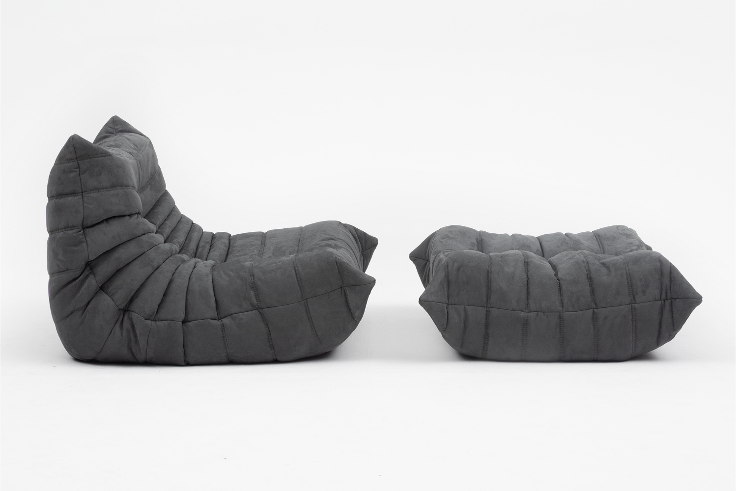 Set_of_Togo_Lounge_Chair_and_Pouf_by_Michel_Ducaroy_for_Ligne_Roset,_Grey_Corduroy,_France,_1978