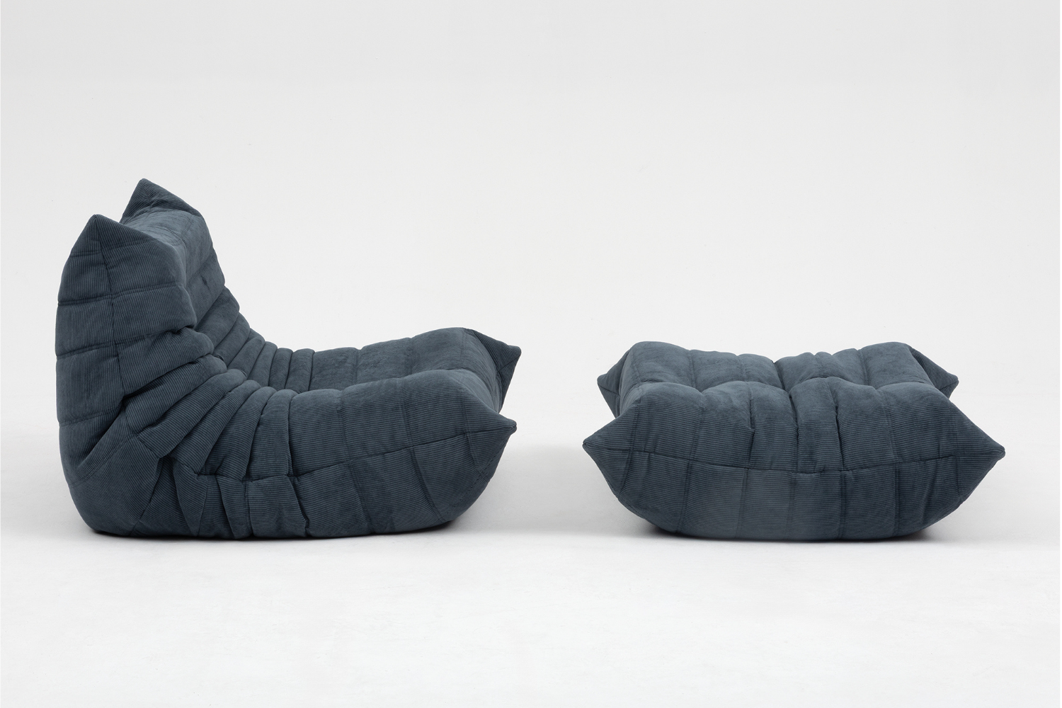 Set_of_Togo_Lounge_Chair_and_Pouf_by_Michel_Ducaroy_for_Ligne_Roset,_Grey_Corduroy,_France,_1981