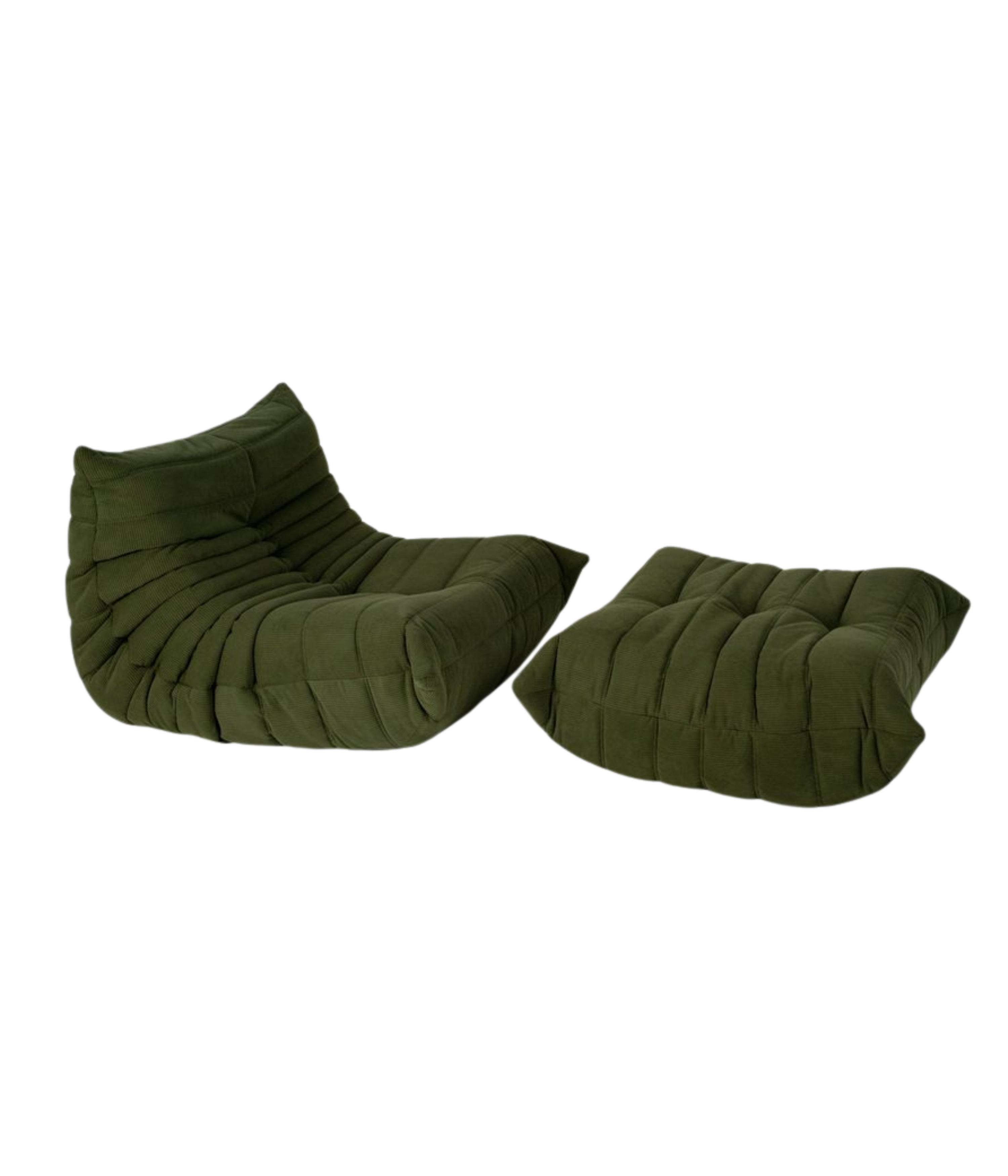 Set_of_Togo_Lounge_Chair_and_Pouf_by_Michel_Ducaroy_for_Ligne_Roset,_Khaki_Corduroy,_France,_1974