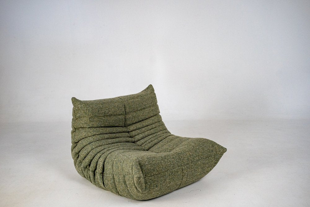 Set_of_Togo_Lounge_Chair_and_Pouf_by_Michel_Ducaroy_for_Ligne_Roset,_Khaki_Tweed_Fabric,_France,_1978
