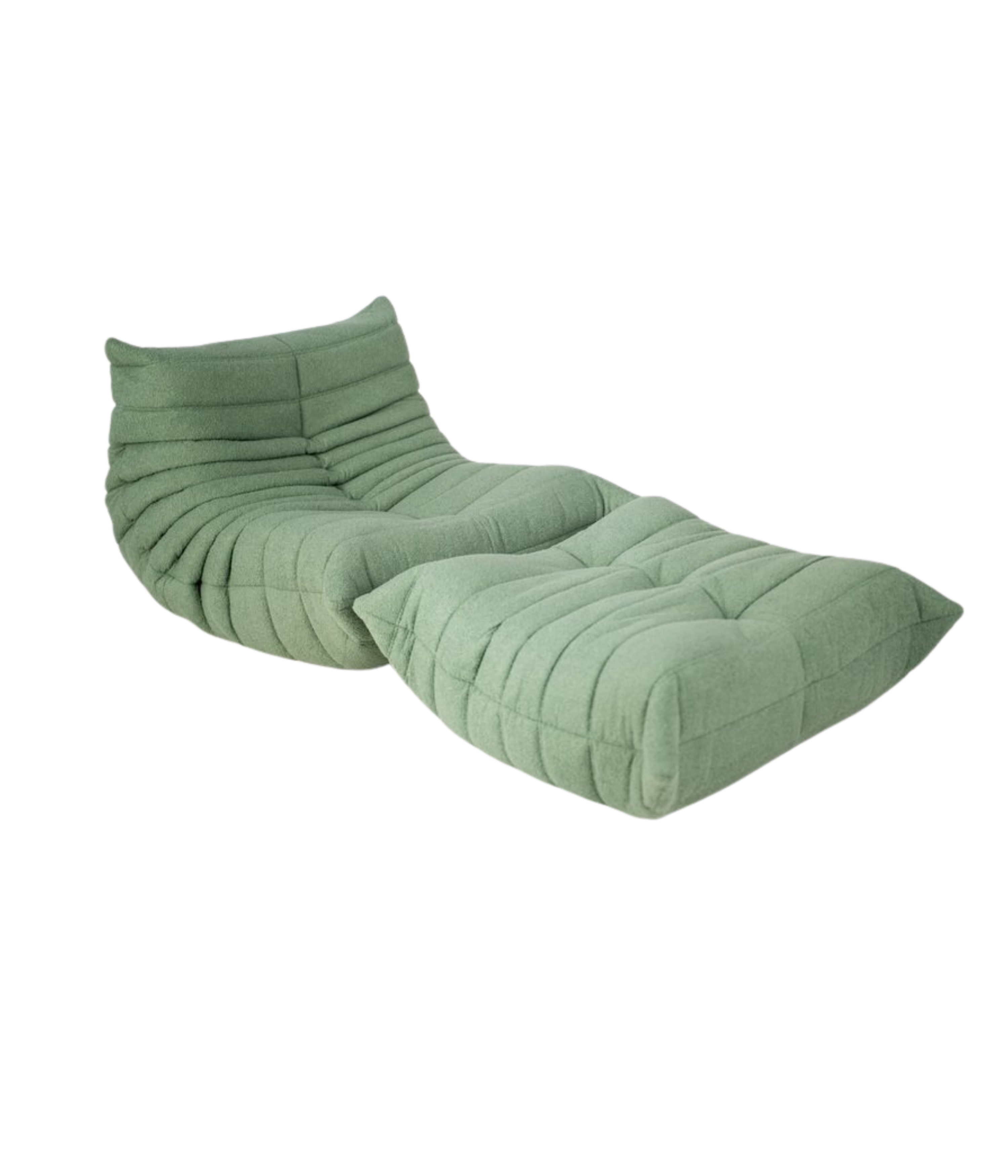 Set_of_Togo_Lounge_Chair_and_Pouf_by_Michel_Ducaroy_for_Ligne_Roset,_Mint_Bouclet_Fabric,_France,_1979