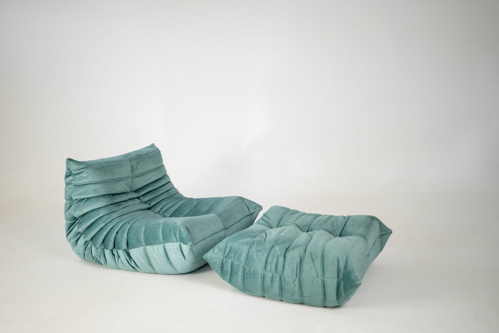 Set_of_Togo_Lounge_Chair_and_Pouf_by_Michel_Ducaroy_for_Ligne_Roset,_Mint_Velvet,_France,_1980