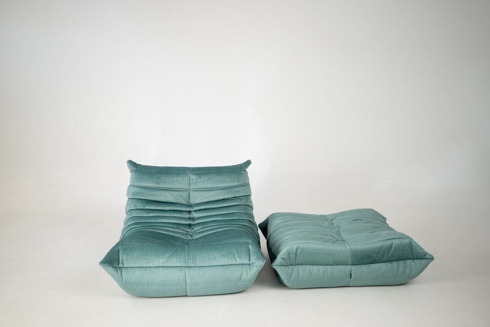 Set_of_Togo_Lounge_Chair_and_Pouf_by_Michel_Ducaroy_for_Ligne_Roset,_Mint_Velvet,_France,_1980