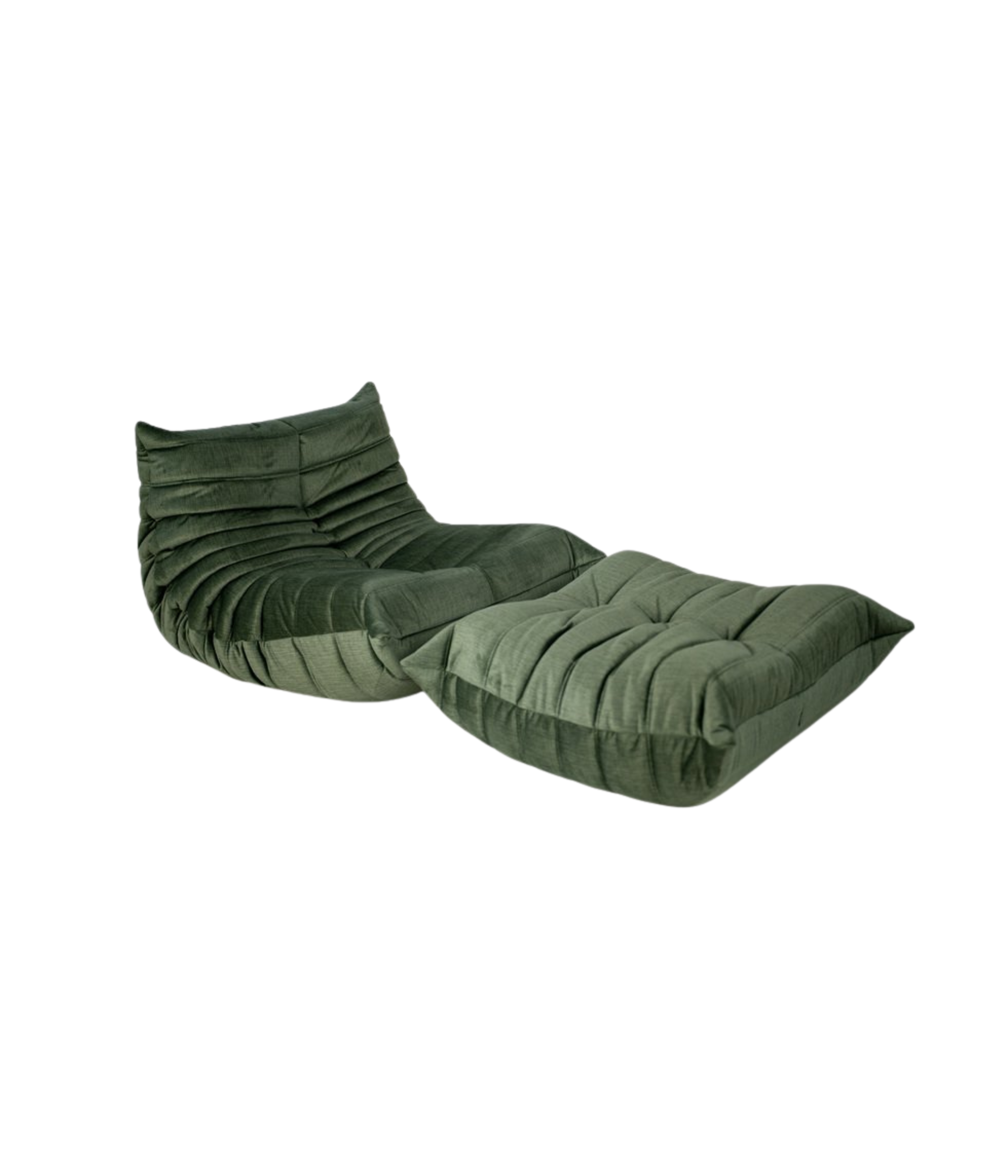 Set_of_Togo_Lounge_Chair_and_Pouf_by_Michel_Ducaroy_for_Ligne_Roset,_Moss_Velvet,_France,_1975