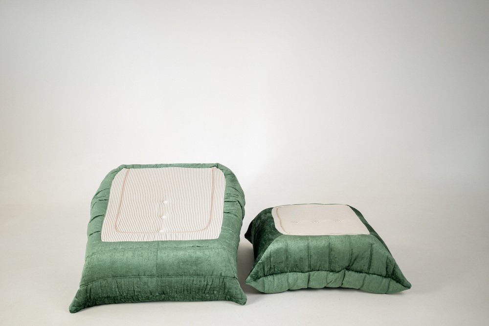Set_of_Togo_Lounge_Chair_and_Pouf_by_Michel_Ducaroy_for_Ligne_Roset,_Pistachio_Boulcet_Fabric,_France,_1977