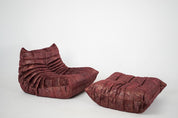 Set_of_Togo_Lounge_Chair_and_Pouf_by_Michel_Ducaroy_for_Ligne_Roset,_Rust_Velvet,_France,_1979