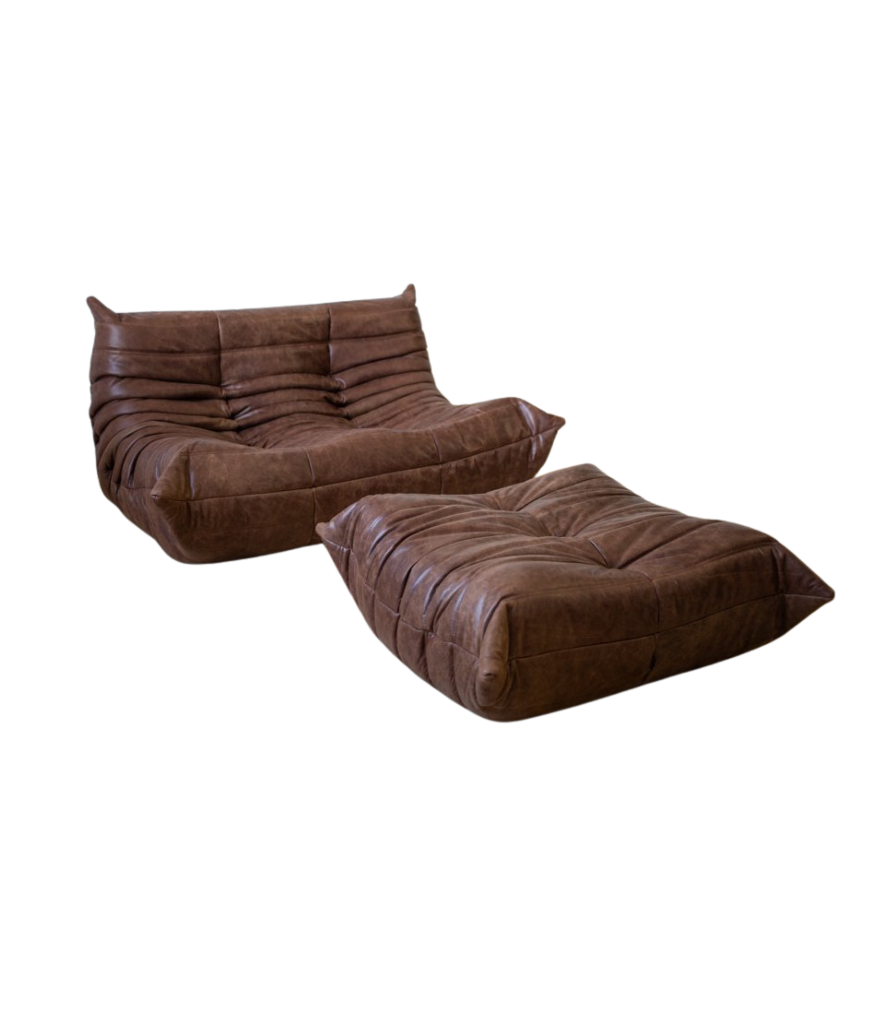 Set_of_Togo_Sofa_and_Pouf_by_Michel_Ducaroy_for_Ligne_Roset,_Dark_Brown_Leather,_France,_1975