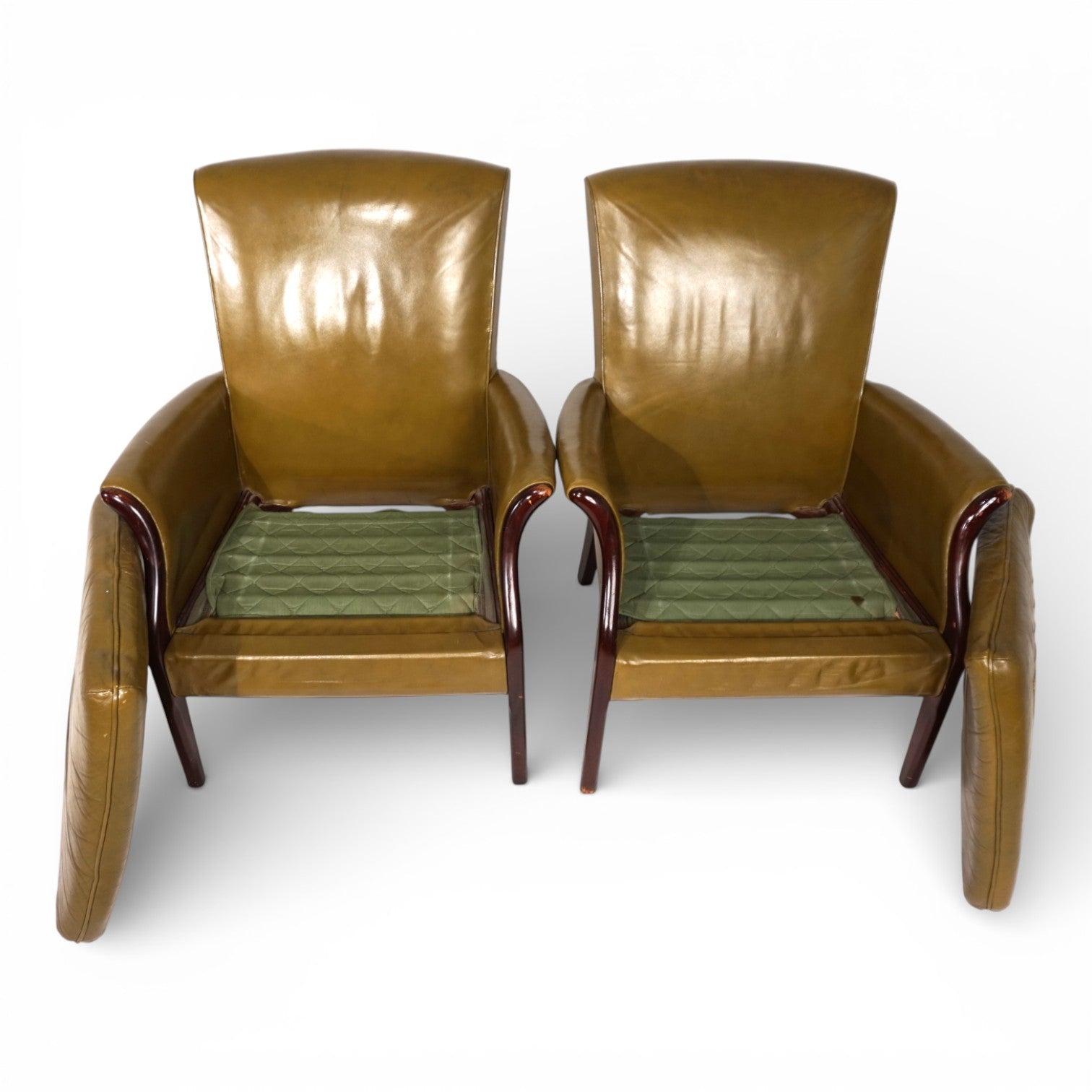 Set_of_2_moss_green_Froxfield_leather_armchairs_by_Parker_Knoll,_1960