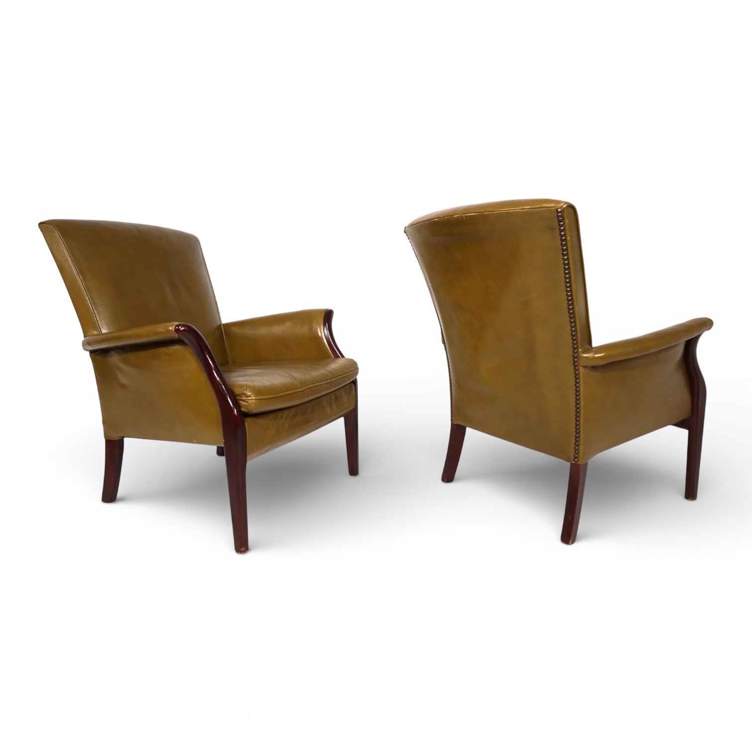 Set_of_2_moss_green_Froxfield_leather_armchairs_by_Parker_Knoll,_1960