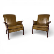 Set_of_2_moss_green_Froxfield_leather_armchairs_by_Parker_Knoll,_1960