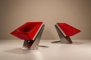Set_of_2_Sculptural_Lounge_Chairs,_Metal_And_Red_Leather,_1960s,_Italy