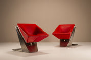 Set_of_2_Sculptural_Lounge_Chairs,_Metal_And_Red_Leather,_1960s,_Italy