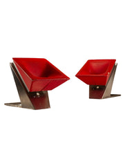 Set_of_2_Sculptural_Lounge_Chairs,_Metal_And_Red_Leather,_1960s,_Italy