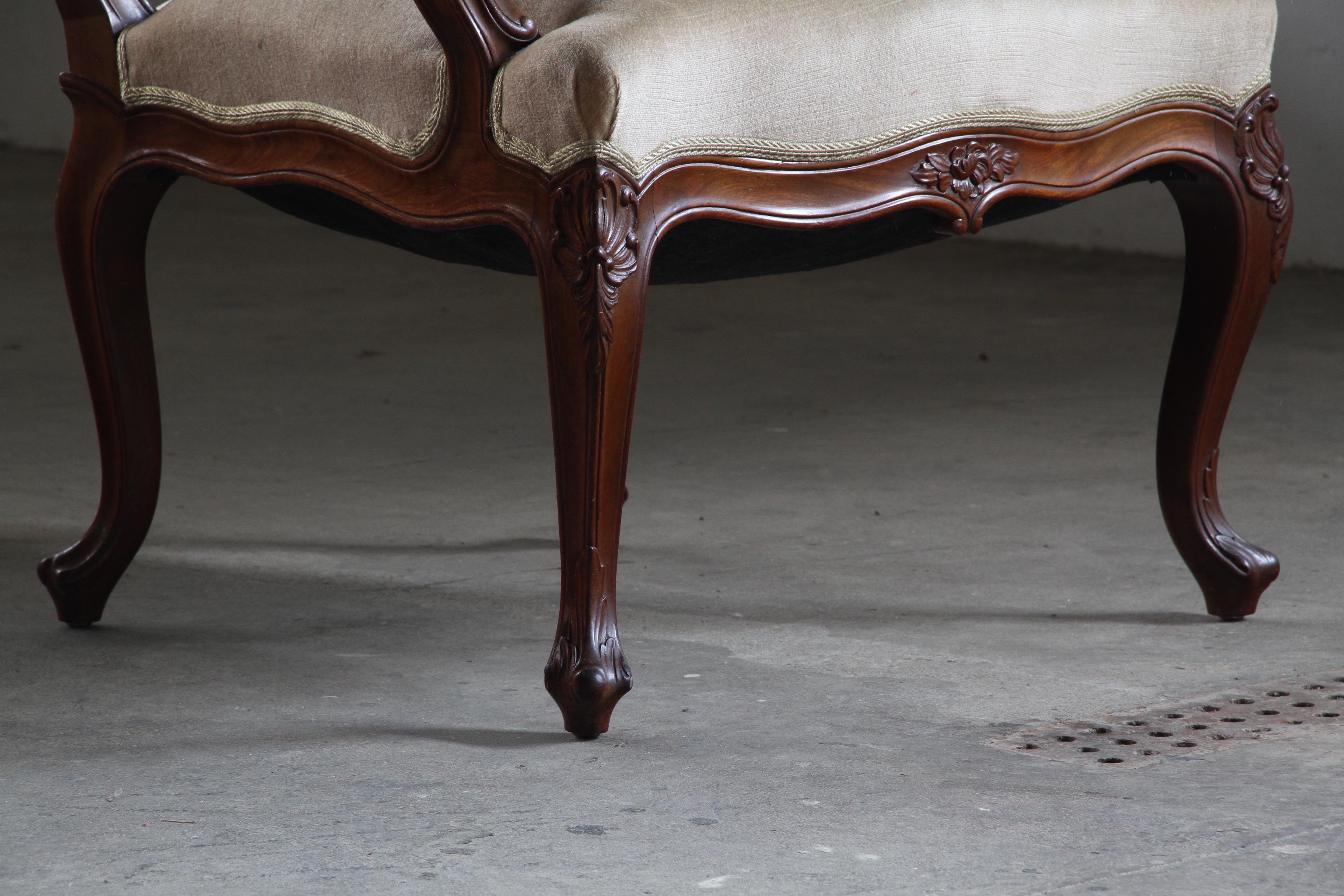 Set_of_4_Antique_Danish_Rococo_Revival_Lounge_Chairs_with_Carved_Wooden_Frames_and_Velvet_Upholstery,_19th_Century