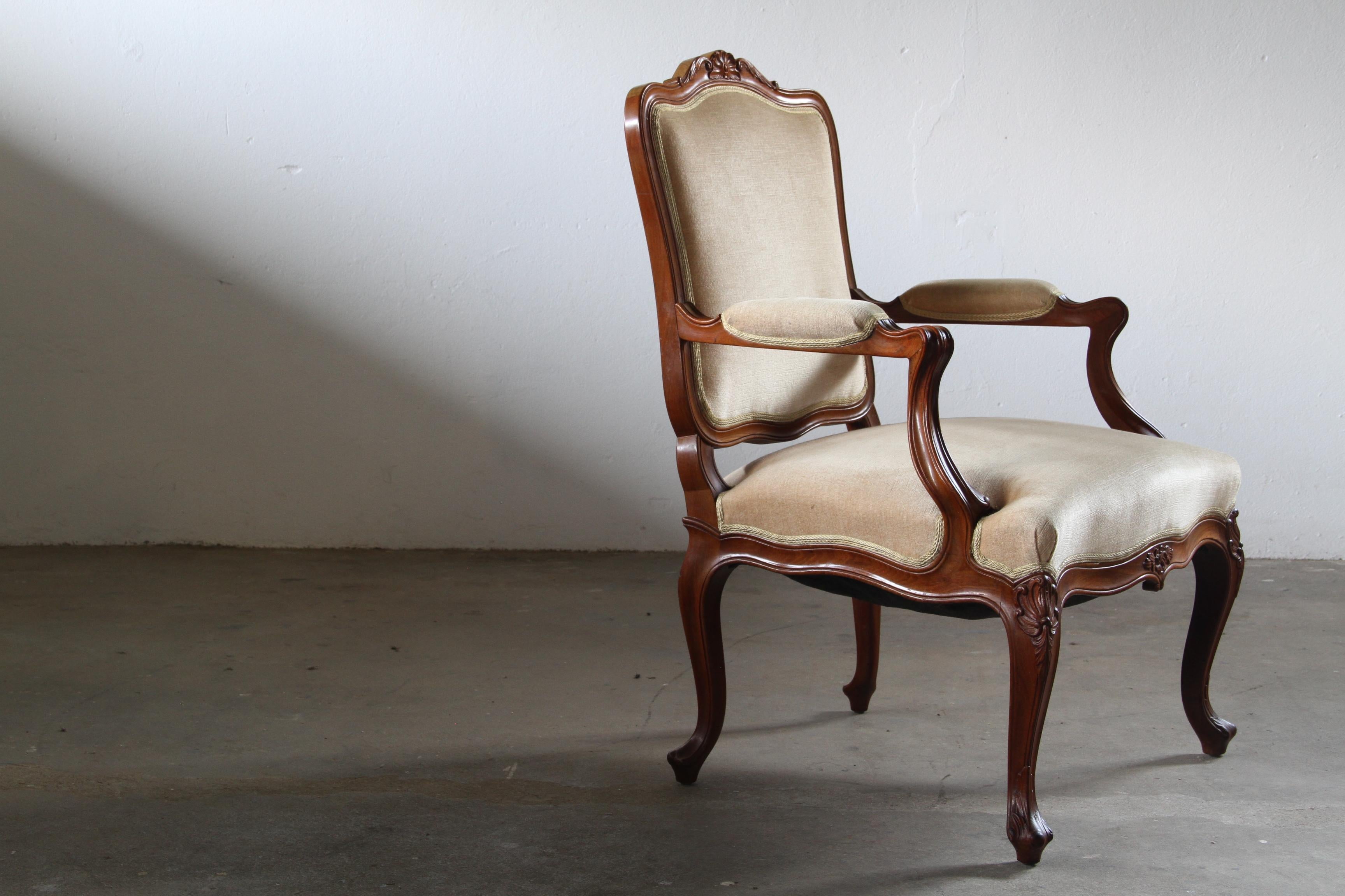 Set_of_4_Antique_Danish_Rococo_Revival_Lounge_Chairs_with_Carved_Wooden_Frames_and_Velvet_Upholstery,_19th_Century
