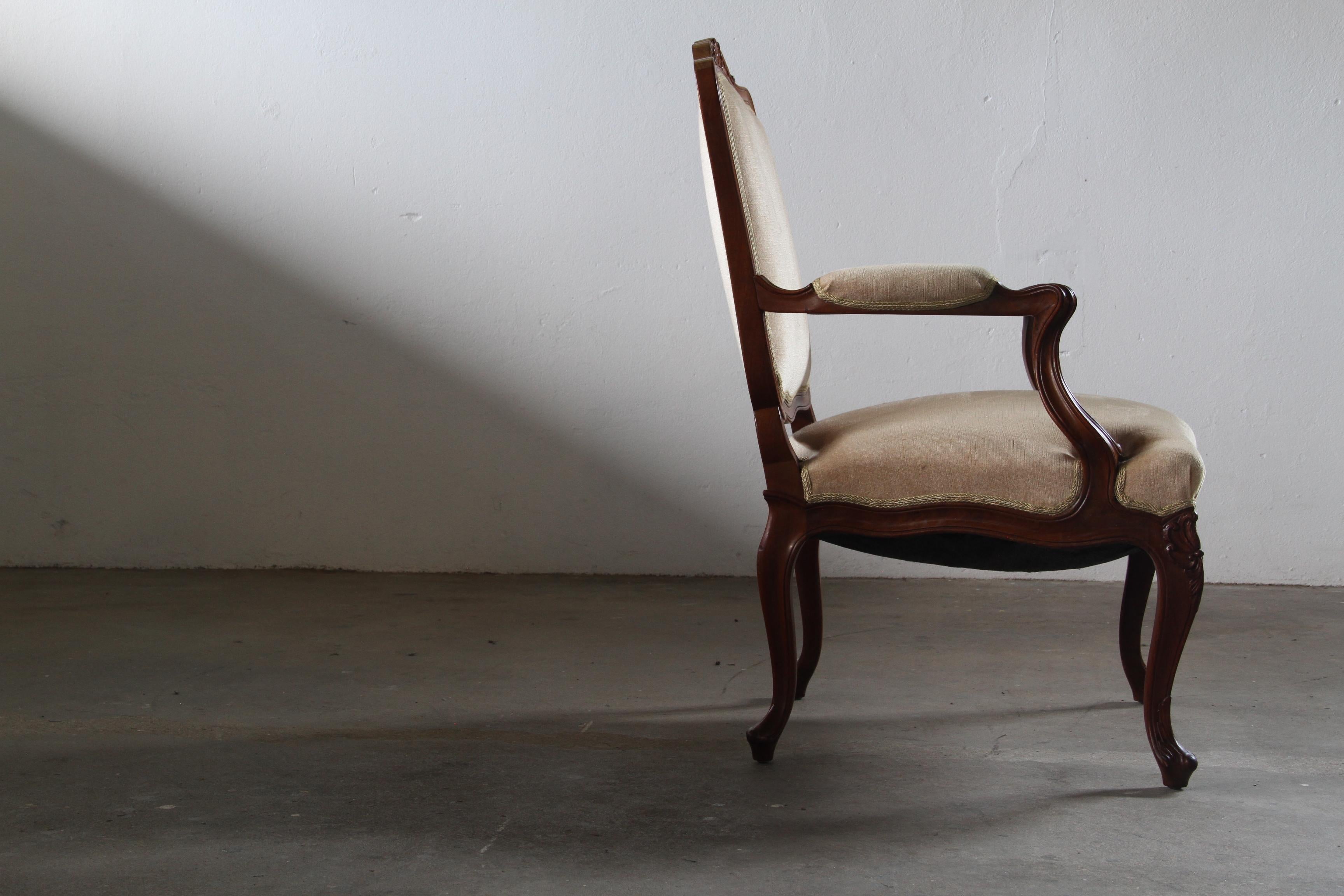 Set_of_4_Antique_Danish_Rococo_Revival_Lounge_Chairs_with_Carved_Wooden_Frames_and_Velvet_Upholstery,_19th_Century