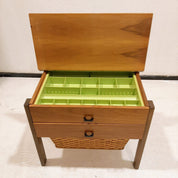 Vintage_Solid_Wood_Sewing_Cabinet_with_Woven_Basket,_Scandinavian_Side_Table