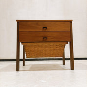 Vintage_Solid_Wood_Sewing_Cabinet_with_Woven_Basket,_Scandinavian_Side_Table