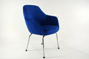 1980s_Shell_Armchair_in_Royal_Blue_Velvet_with_Chrome_Base