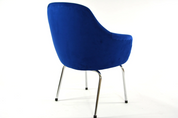 1980s_Shell_Armchair_in_Royal_Blue_Velvet_with_Chrome_Base
