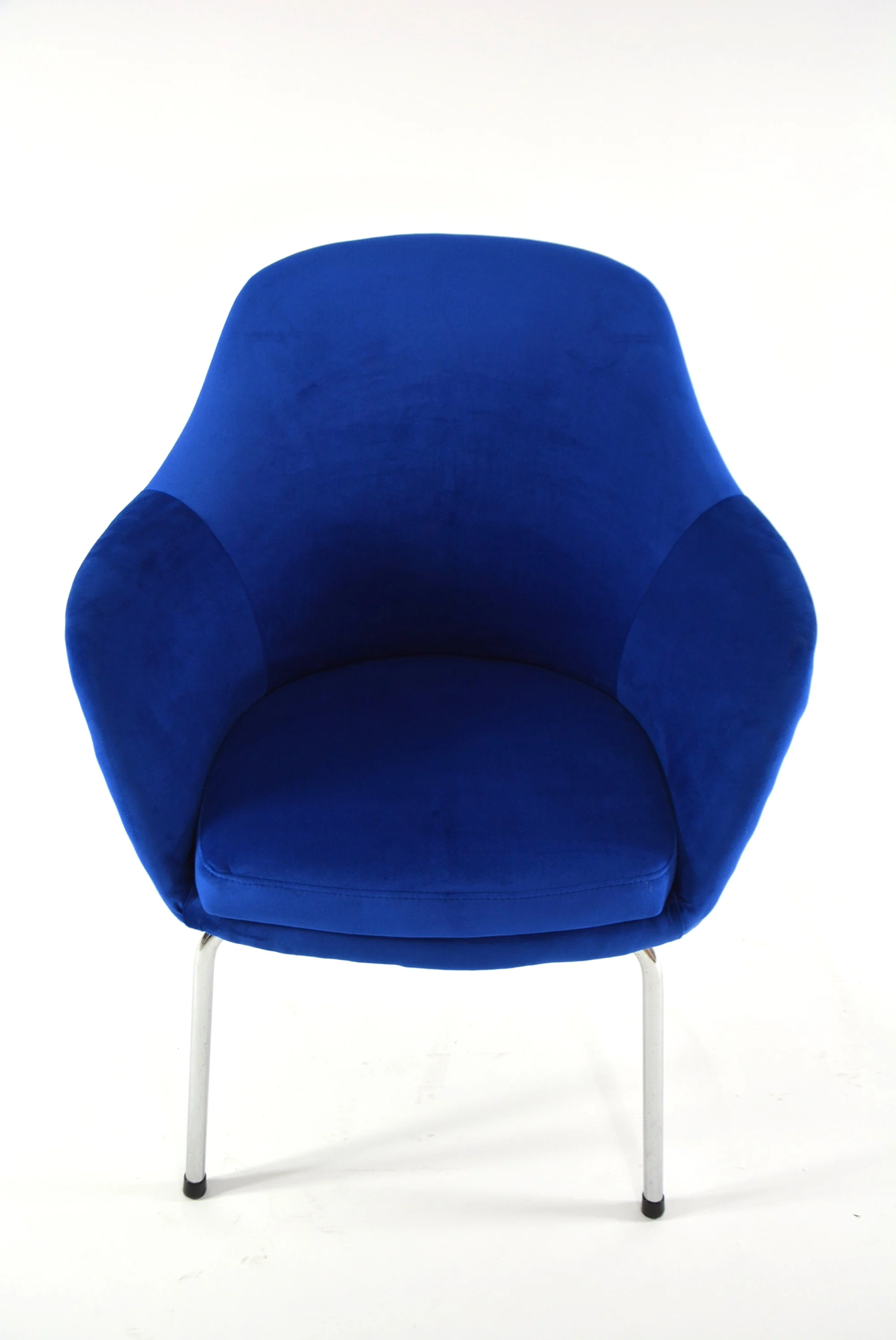 1980s_Shell_Armchair_in_Royal_Blue_Velvet_with_Chrome_Base