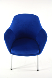 1980s_Shell_Armchair_in_Royal_Blue_Velvet_with_Chrome_Base