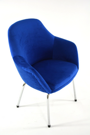 1980s_Shell_Armchair_in_Royal_Blue_Velvet_with_Chrome_Base