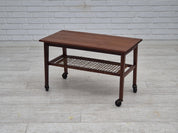 Side_Table,_Teak_Wood_with_Rattan_Shelf_&_Brass,_1970s_Denmark