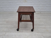 Side_Table,_Teak_Wood_with_Rattan_Shelf_&_Brass,_1970s_Denmark