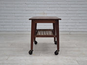 Side_Table,_Teak_Wood_with_Rattan_Shelf_&_Brass,_1970s_Denmark