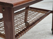 Side_Table,_Teak_Wood_with_Rattan_Shelf_&_Brass,_1970s_Denmark