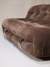 Soriana_2-seater_sofa_Cassina_brown_chrome_Italy_1970s