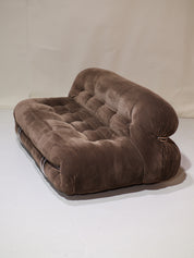 Soriana_2-seater_sofa_Cassina_brown_chrome_Italy_1970s