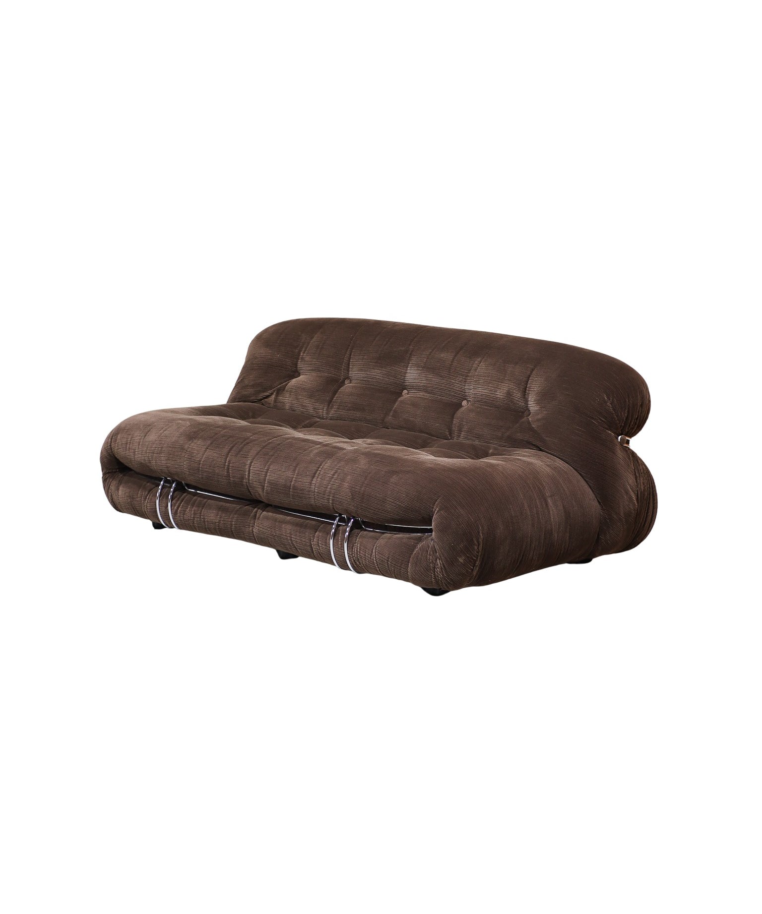 Soriana_2-seater_sofa_Cassina_brown_chrome_Italy_1970s