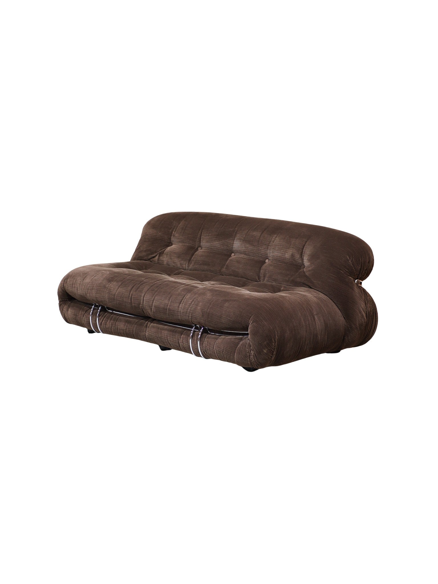 Soriana_2-seater_sofa_Cassina_brown_chrome_Italy_1970s