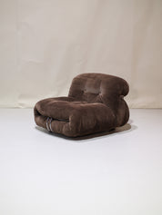 Set_of_Soriana_armchair_and_ottoman_Cassina_brown_chrome_Italy_1970s