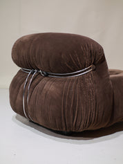 Set_of_Soriana_armchair_and_ottoman_Cassina_brown_chrome_Italy_1970s