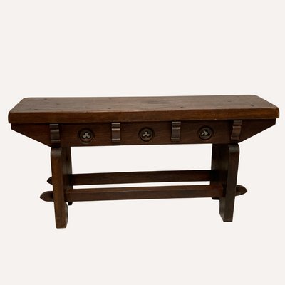Spanish_Brutalist_Neo_Gothic_Oak_Bench_or_Console_Table,_Mid_Century,_Spain,_1960s