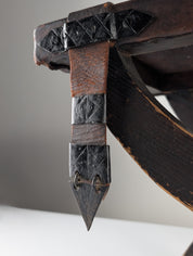Spanish_Colonial_Revival_Curule_Stool_in_Wood_and_Leather,_Mexico_1940s