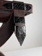 Spanish_Colonial_Revival_Curule_Stool_in_Wood_and_Leather,_Mexico_1940s