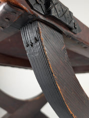 Spanish_Colonial_Revival_Curule_Stool_in_Wood_and_Leather,_Mexico_1940s