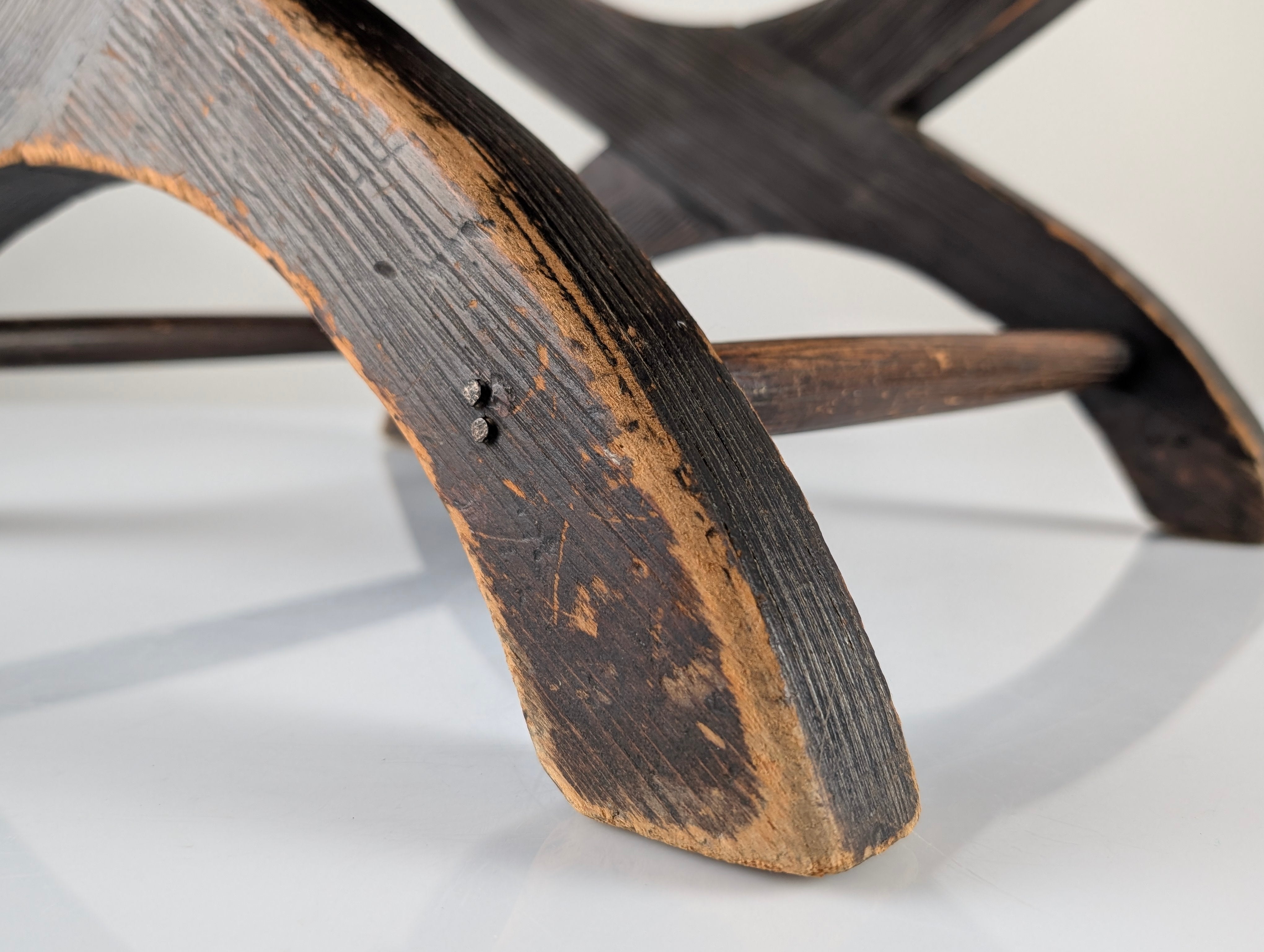Spanish_Colonial_Revival_Curule_Stool_in_Wood_and_Leather,_Mexico_1940s